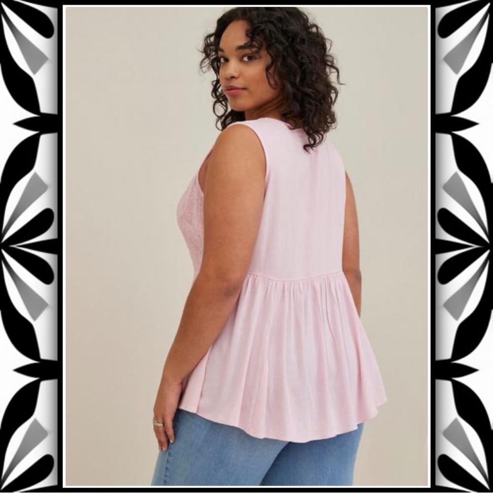 TORRID Rayon Slub Embroidered Tie Front Tank #Tslub-484r - Picture 5 of 8